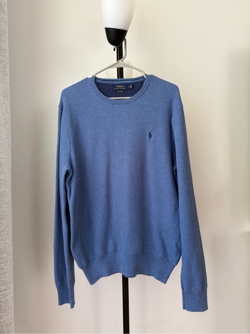 Polo Ralph Lauren Men’s L Pima Cotton Crewneck Knit Sweater Blue